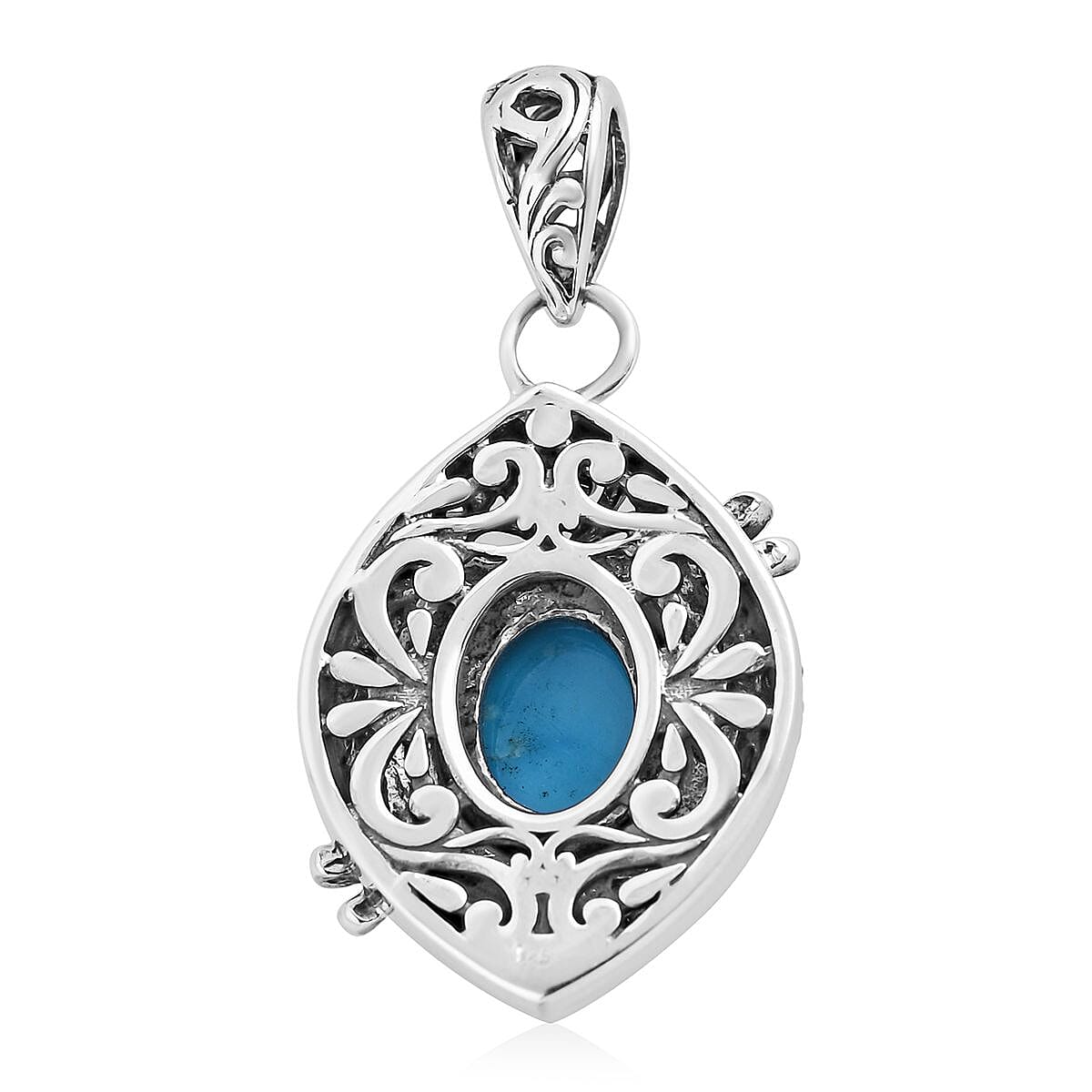 Bali Legacy Premium Sleeping Beauty Turquoise Dragonfly Pendant in Sterling Silver 2.15 ctw