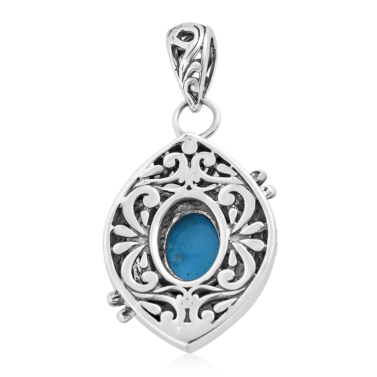 Bali Legacy Premium Sleeping Beauty Turquoise Dragonfly Pendant in Sterling Silver 2.15 ctw image number 4