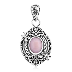 Bali Legacy Premium Peruvian Pink Opal Dragonfly Pendant in Sterling Silver 2.35 ctw