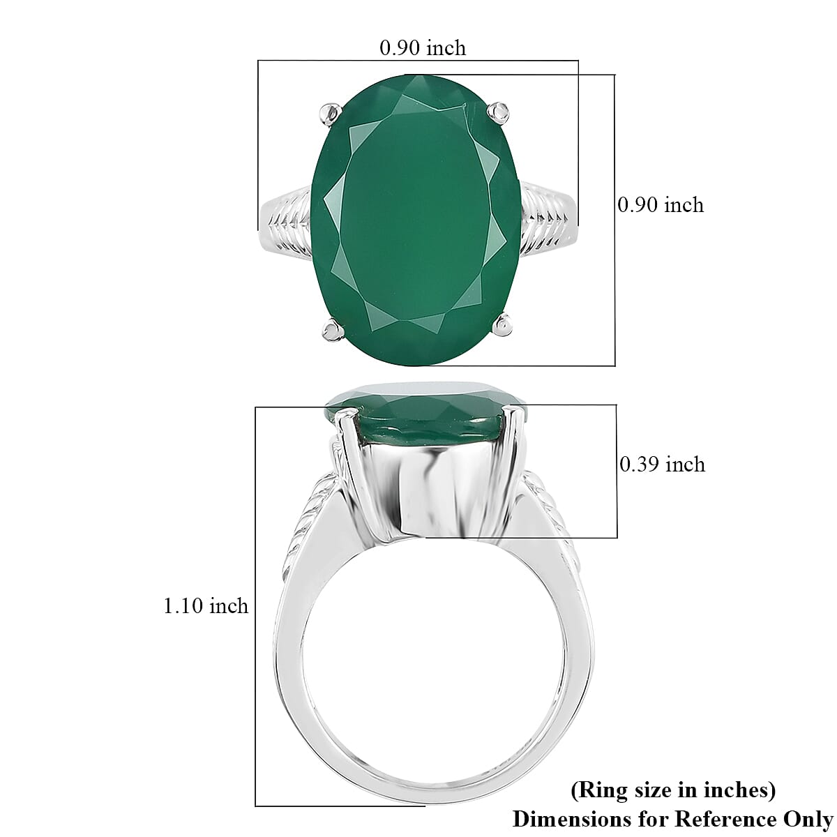 Verde Onyx Solitaire Ring in Stainless Steel (Size 10.0) 9.50 ctw | Tarnish-Free, Waterproof, Sweat Proof Jewelry