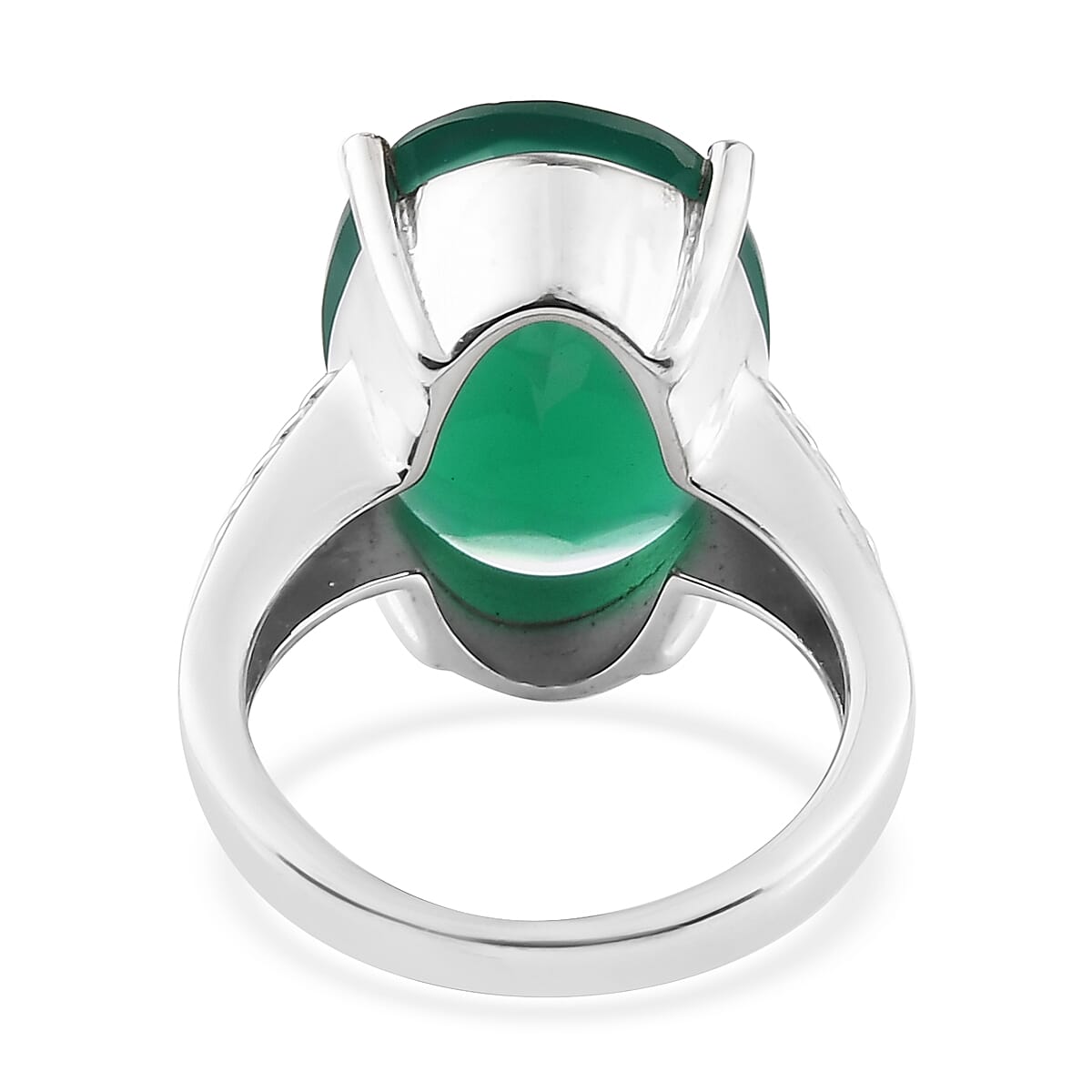 Verde Onyx Solitaire Ring in Stainless Steel (Size 8.0) 9.50 ctw | Tarnish-Free, Waterproof, Sweat Proof Jewelry image number 4