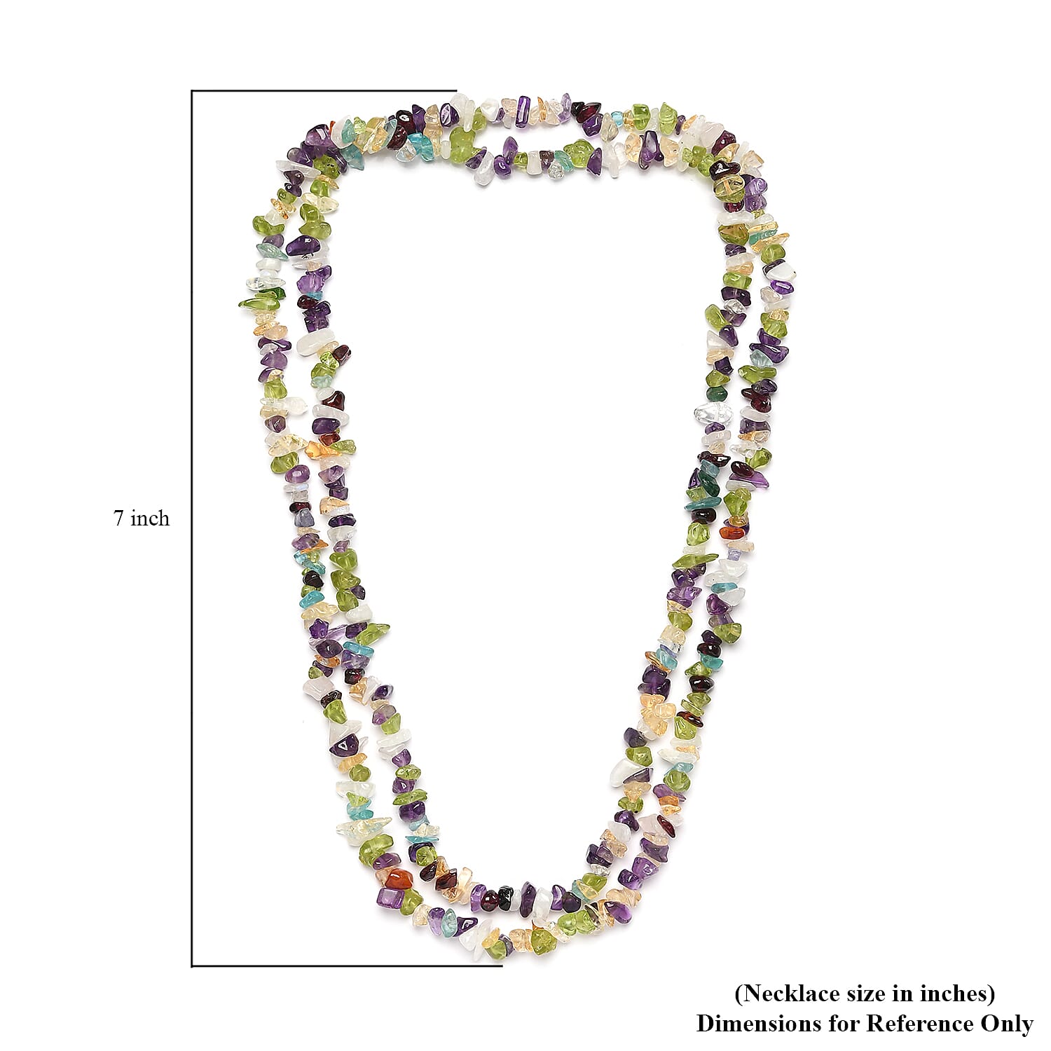 Multi Gemstone 250.00 ctw Chips Necklace 36 Inches in Sterling Silver
