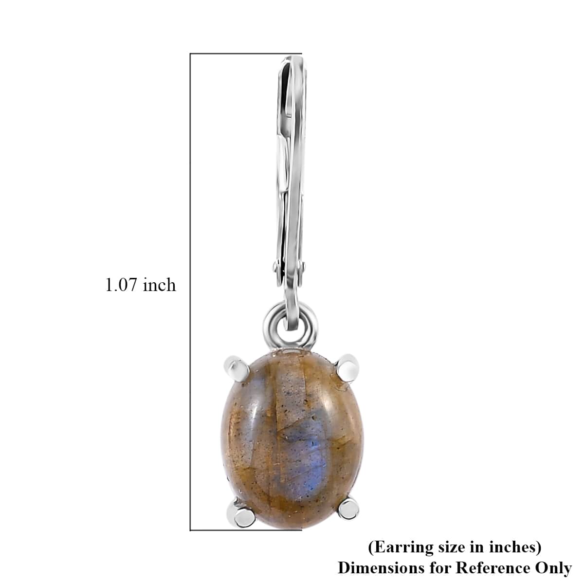 Malagasy Labradorite Solitaire Lever Back Earrings in Stainless Steel 6.60 ctw , Tarnish-Free, Waterproof, Sweat Proof Jewelry image number 5