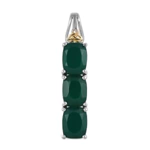 Karis Verde Onyx 3 Stone Pendant in 18K YG Plated and Platinum Bond 6.35 ctw