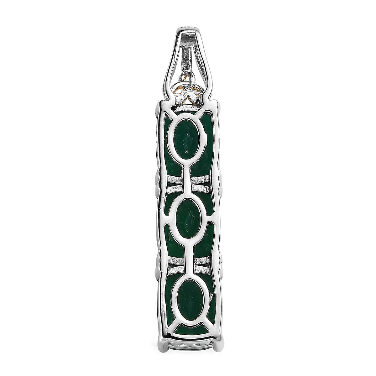 Karis Verde Onyx 6.35 ctw 3 Stone Pendant in 18K YG Plated and Platinum Bond