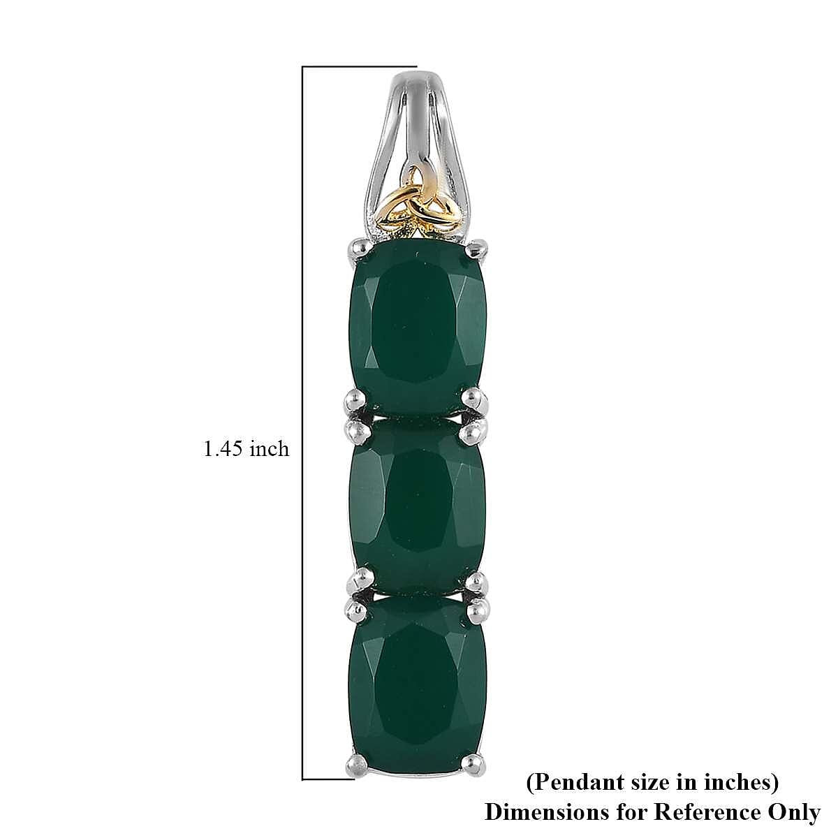 Karis Verde Onyx 6.35 ctw 3 Stone Pendant in 18K YG Plated and Platinum Bond