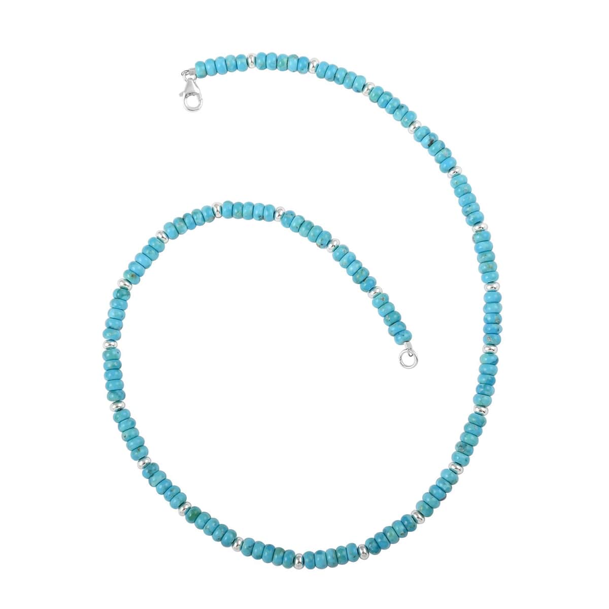 Blue Turquoise Beaded Necklace 18 Inches in Sterling Silver 90.00 ctw image number 0