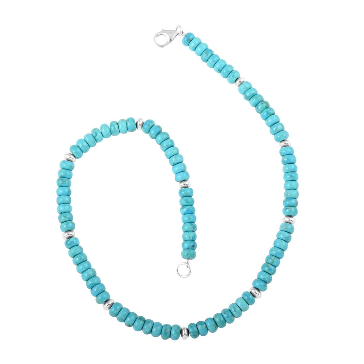 Blue Turquoise Beaded Necklace 18 Inches in Sterling Silver 225.00 ctw image number 0