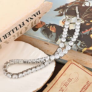 Simulated Diamond Tennis Bracelet in Silvertone (8.00 In) 11.25 ctw