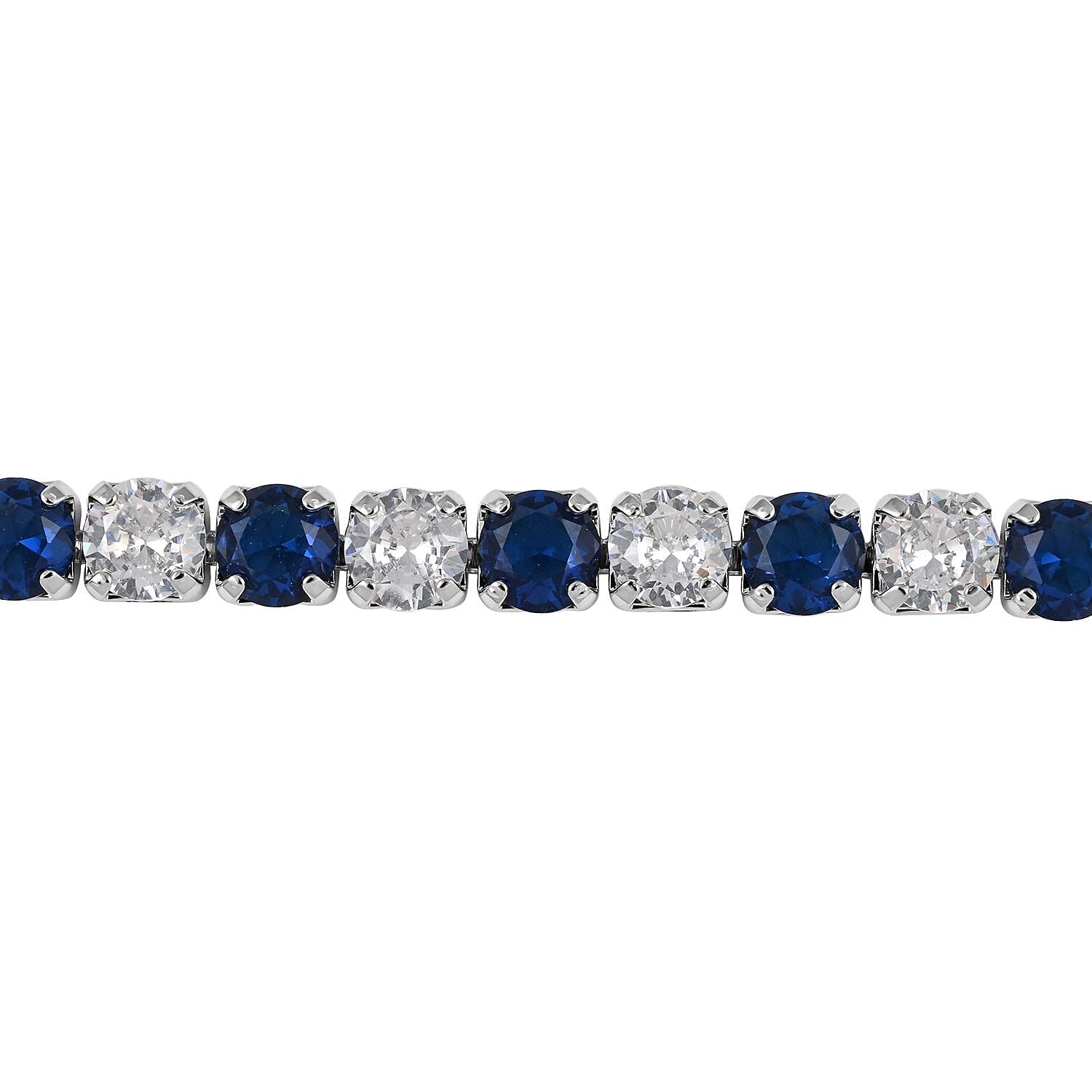 Simulated Blue and White Diamond Tennis Bracelet in Silvertone (8.00 In) 11.50 ctw