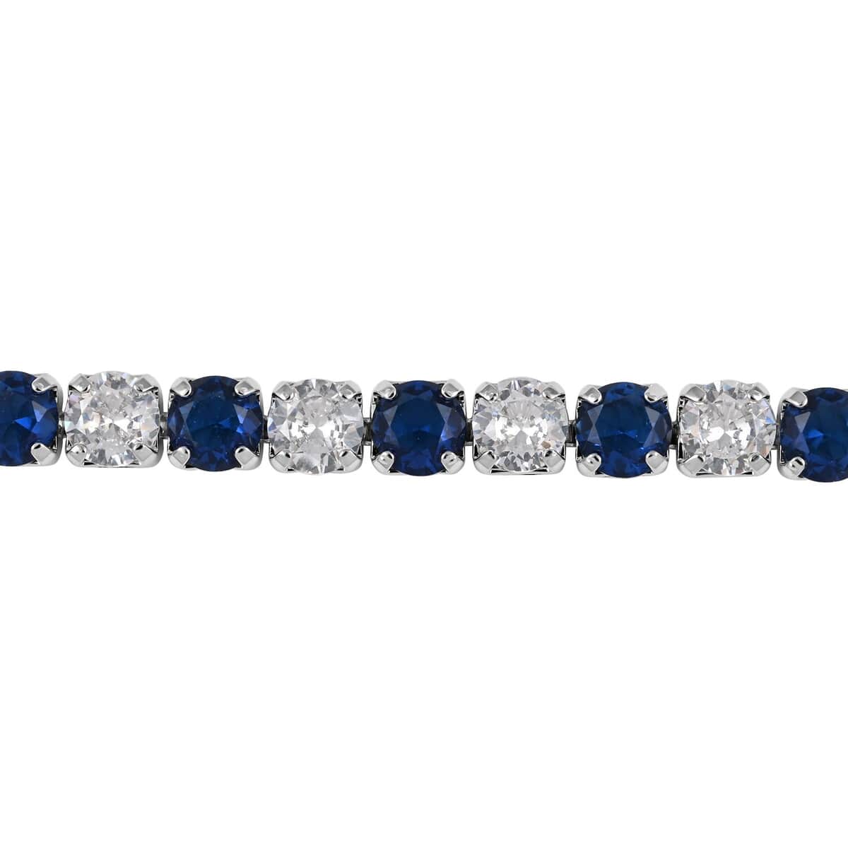 Simulated Blue and White Diamond Bracelet in Silvertone (8.00 In) 11.50 ctw image number 2