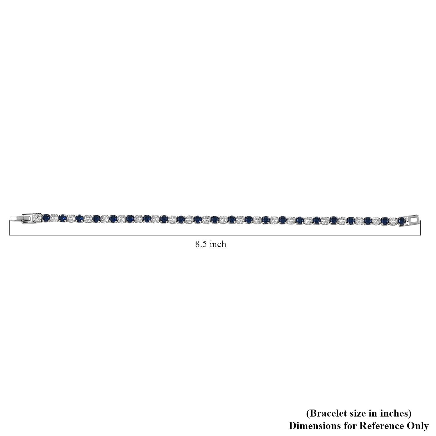 Simulated Blue and White Diamond Tennis Bracelet in Silvertone (8.00 In) 11.50 ctw