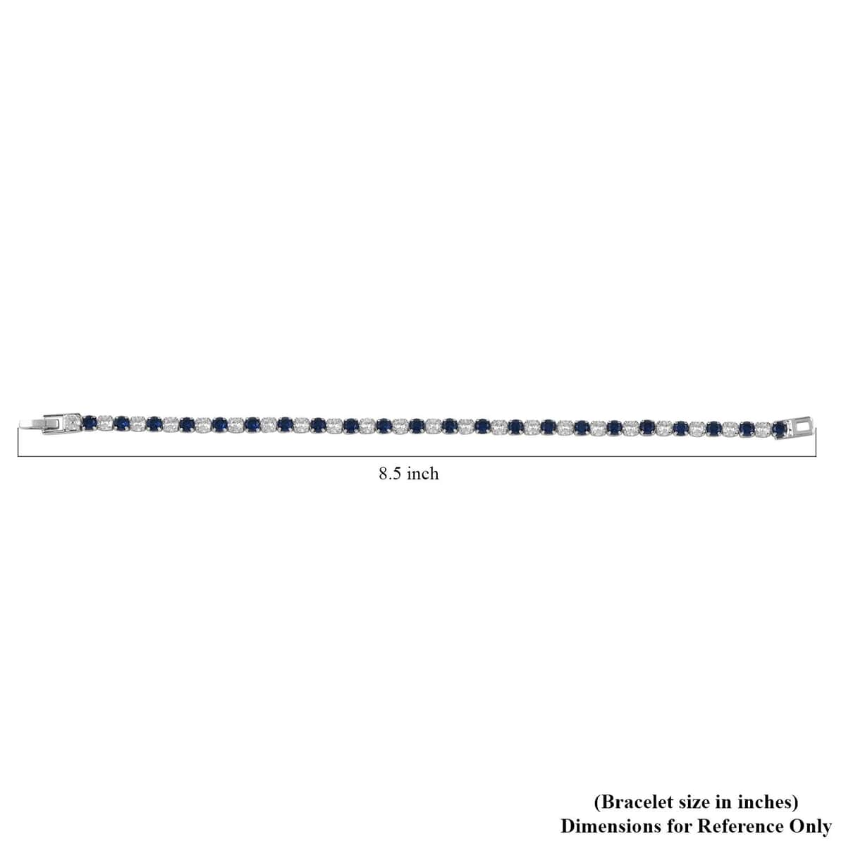 Simulated Blue and White Diamond Bracelet in Silvertone (8.00 In) 11.50 ctw image number 4