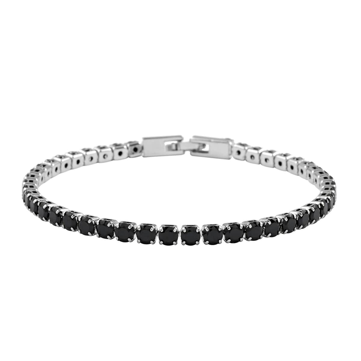 Simulated Black Diamond Bracelet in Silvertone (8.00 In) 11.25 ctw image number 0