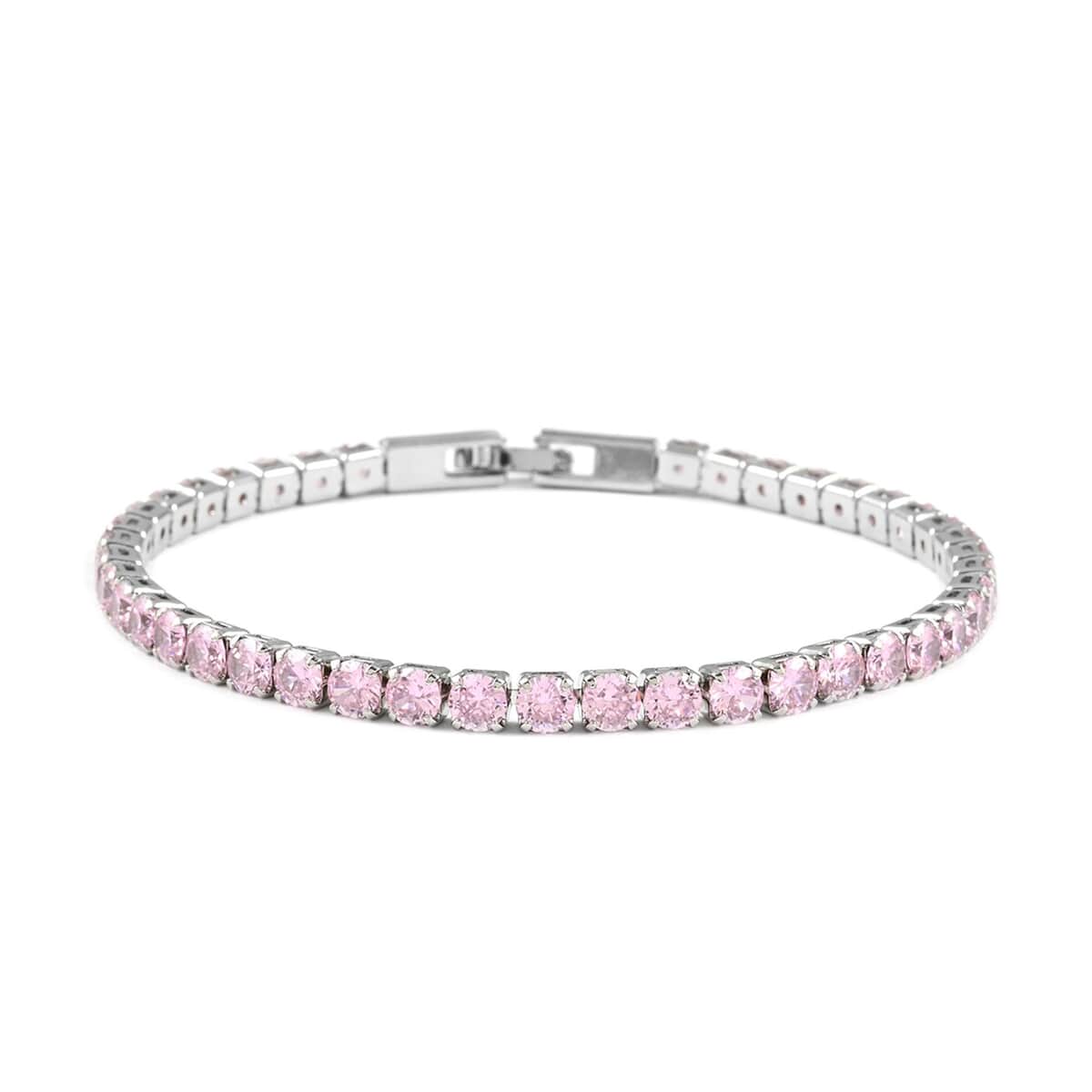 Simulated Pink Diamond Tennis Bracelet in Silvertone (8.00 In) 11.25 ctw image number 0