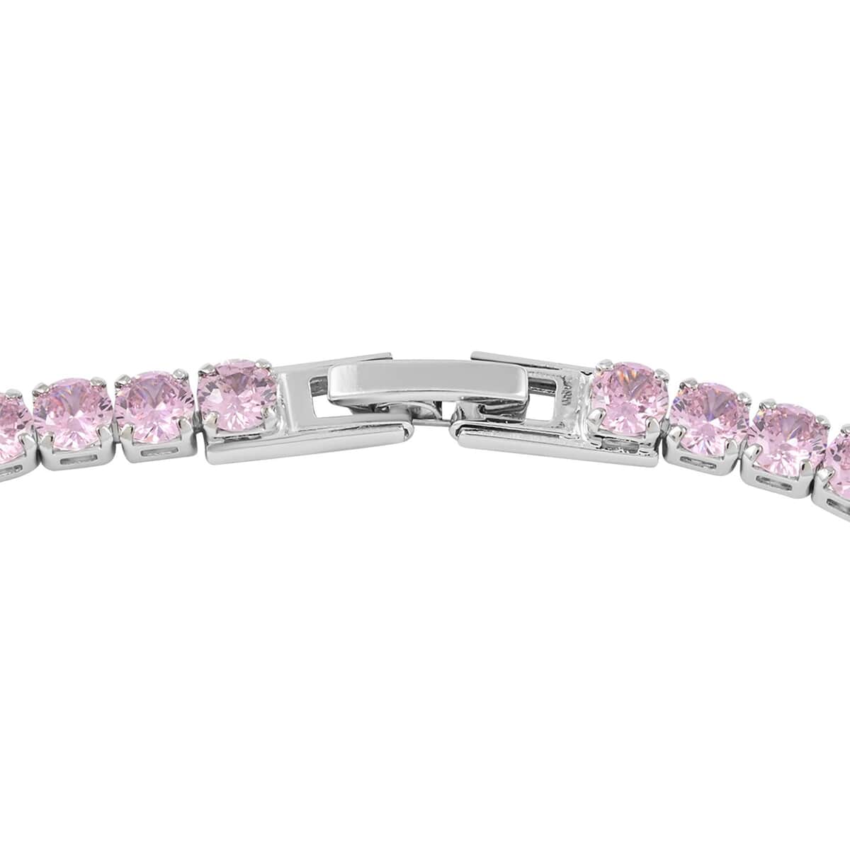 Simulated Pink Diamond Tennis Bracelet in Silvertone (8.00 In) 11.25 ctw image number 3
