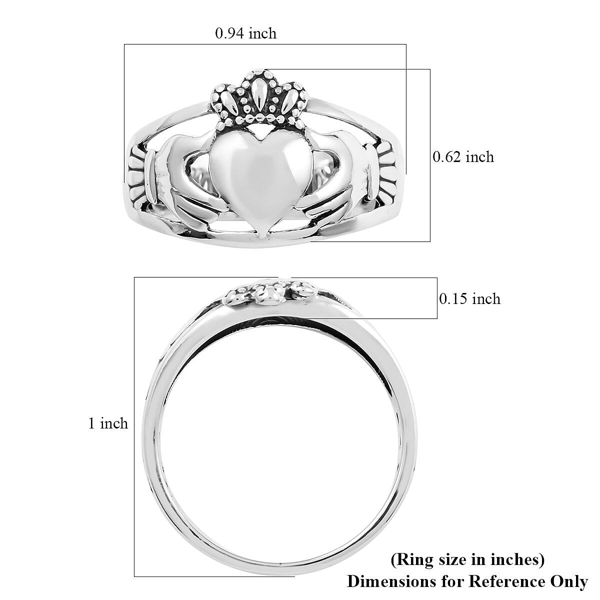 Bali Legacy Sterling Silver Claddagh Ring 6 Grams image number 4