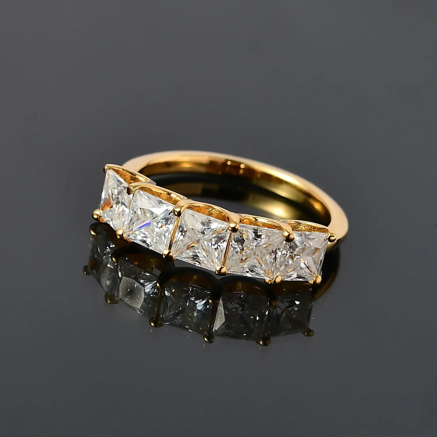 Buy Princess Cut Moissanite 5 Stone Ring , Moissanite Ring Buy Princess Cut Moissanite 5 Stone Ring , Moissanite Ring