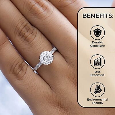Luxoro 10K White Gold 120 Facet Moissanite Ring (Size 10.0) 2.30 ctw