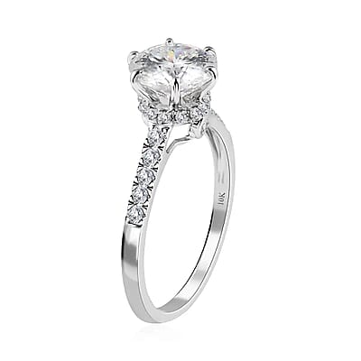 Luxoro 10K White Gold 120 Facet Moissanite Ring (Size 10.0) 2.30 ctw