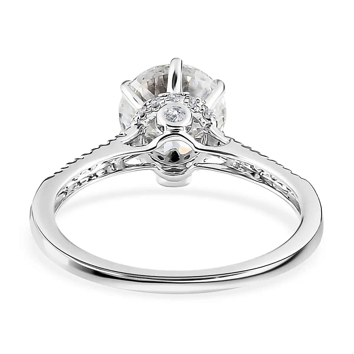 Luxoro 10K White Gold 120 Facet Moissanite Ring (Size 10.0) 2.30 ctw