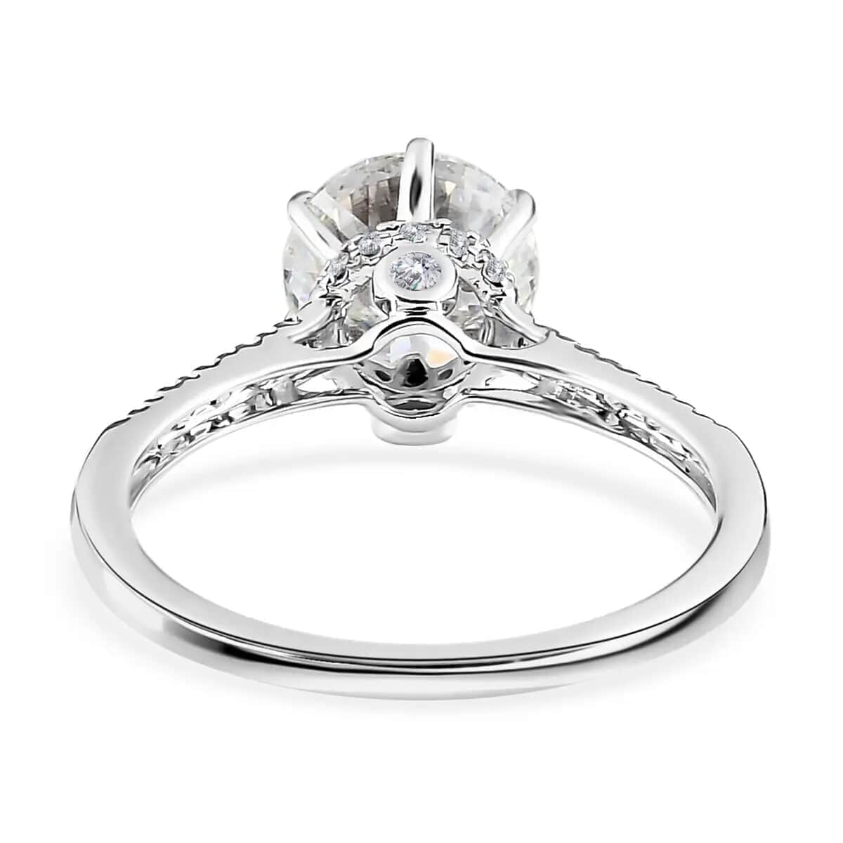 Luxoro 10K White Gold 120 Facet Moissanite Ring (Size 10.0) 2.30 ctw image number 5