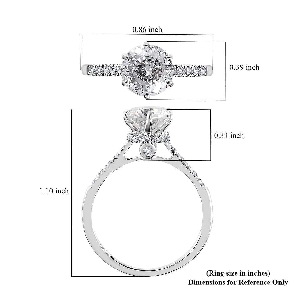 Luxoro 10K White Gold 120 Facet Moissanite Ring (Size 10.0) 2.30 ctw