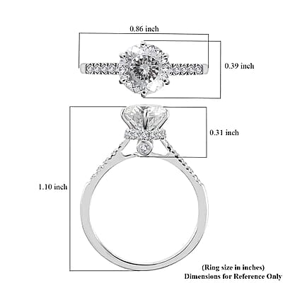 Luxoro 10K White Gold 120 Facet Moissanite Ring (Size 10.0) 2.30 ctw