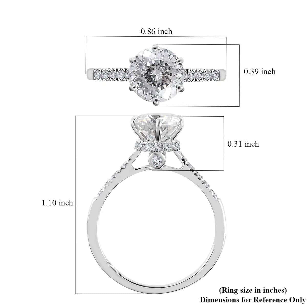 Luxoro 10K White Gold 120 Facet Moissanite Ring (Size 5.0) 2.30 ctw image number 6