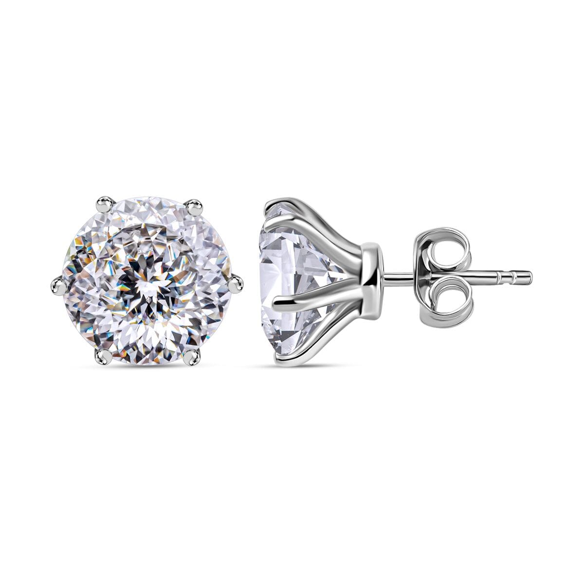 Luxoro 10K White Gold 120 Facet Moissanite Solitaire Stud Earrings , Moissanite Studs , 10K White Gold Earrings , Gold Studs 3.60 ctw image number 0