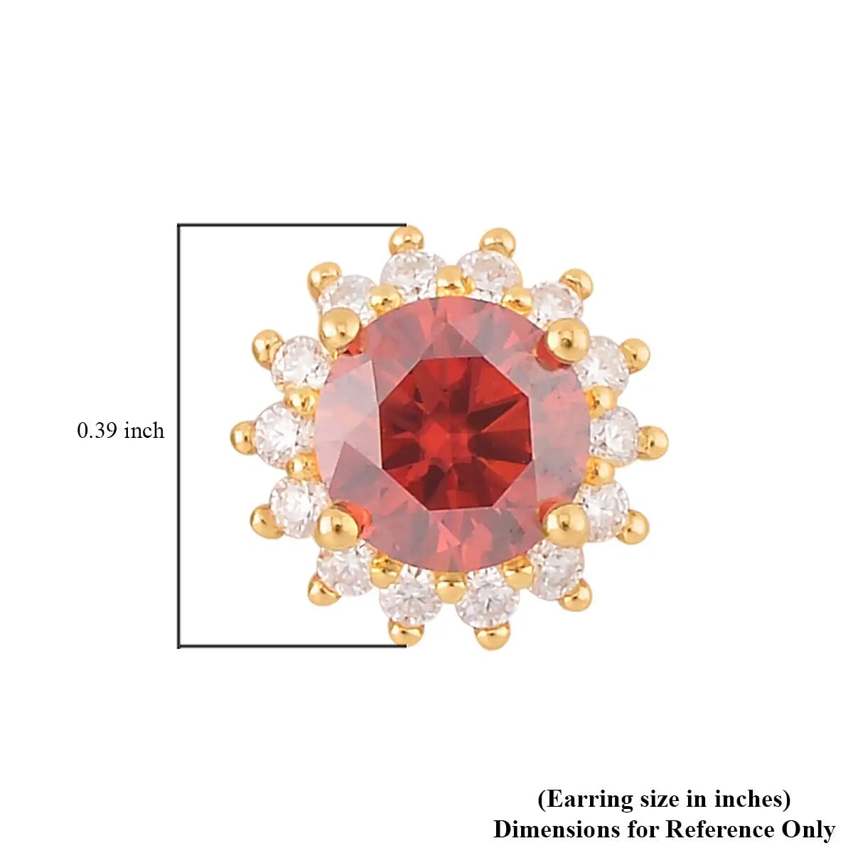 Red and White Moissanite Sunburst Stud Earrings in Vermeil Yellow Gold Over Sterling Silver 2.30 ctw image number 6