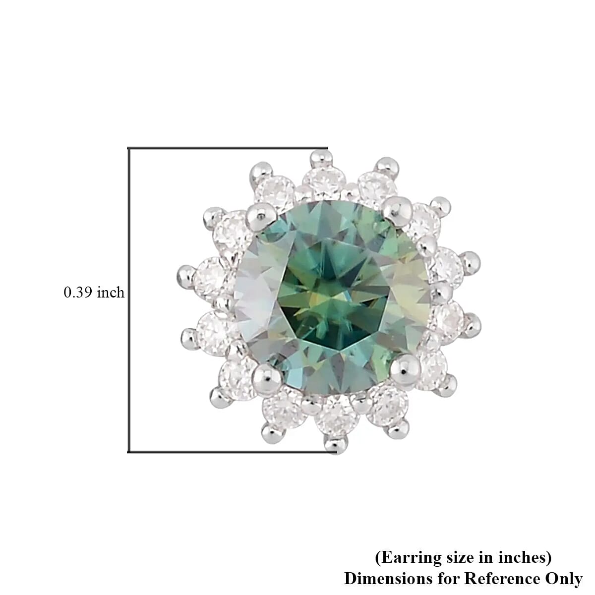 Moissanite Earrings, Sunburst Stud Earrings, Blue Moissanite Earrings, Sterling Silver Earrings, Moissanite Studs 2.30 ctw image number 6