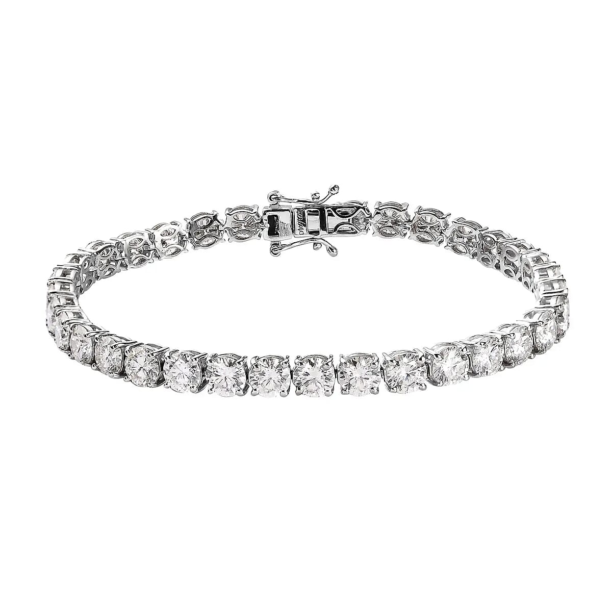 Moissanite 16.35 ctw Tennis Bracelet, Moissanite Bracelet, Platinum Over Sterling Silver Bracelet, Moissanite Jewelry, Gifts For Her (8.00 In) image number 0