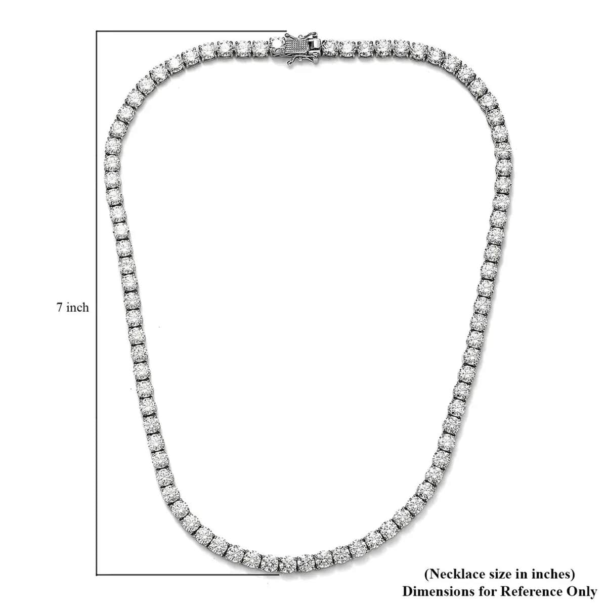 Moissanite Tennis Necklace 18 Inches in Platinum Over Sterling Silver 37.00 ctw image number 6