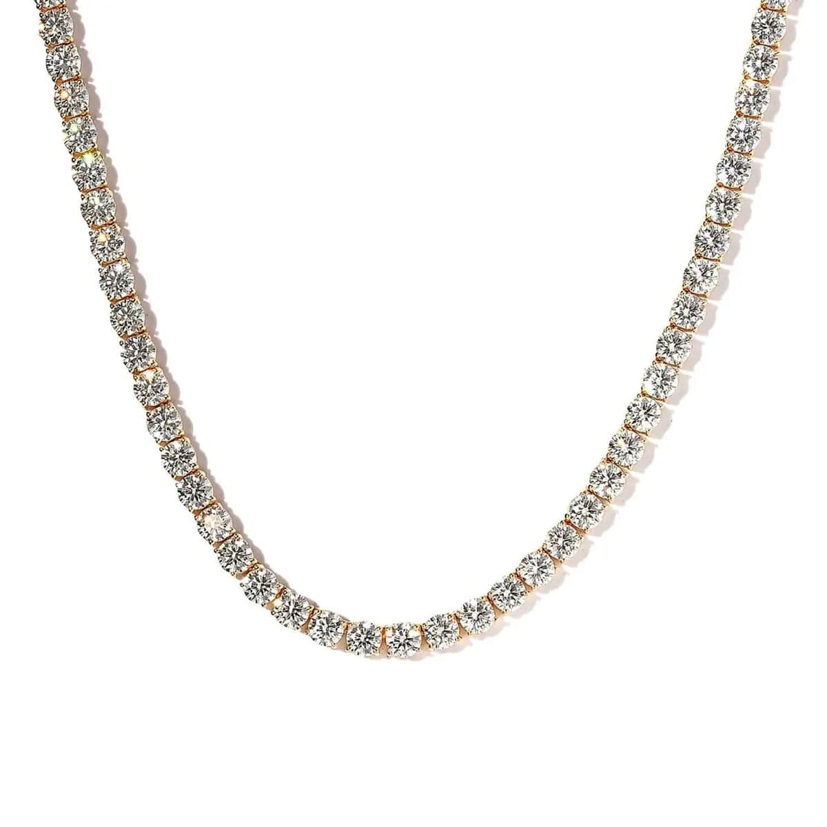 Moissanite Tennis Necklace 18 Inches in Vermeil Yellow Gold Over Sterling Silver 37.00 ctw image number 0