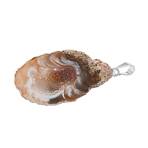 Light Geode Amethyst 61.25 ctw Slice Pendant without Chain in Silvertone