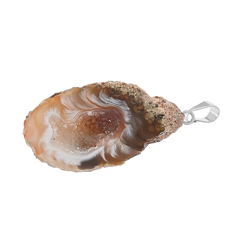 Light Geode Amethyst 61.25 ctw Slice Pendant without Chain in Silvertone