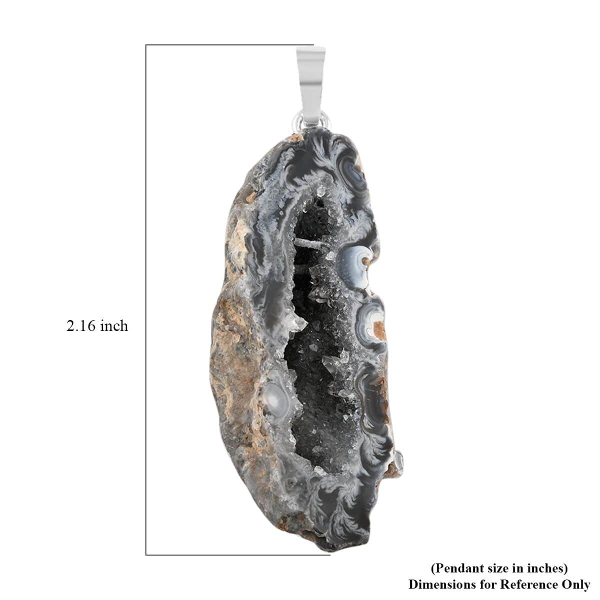 Dark Geode Amethyst 61.25 ctw Slice Pendant in Silvertone image number 5