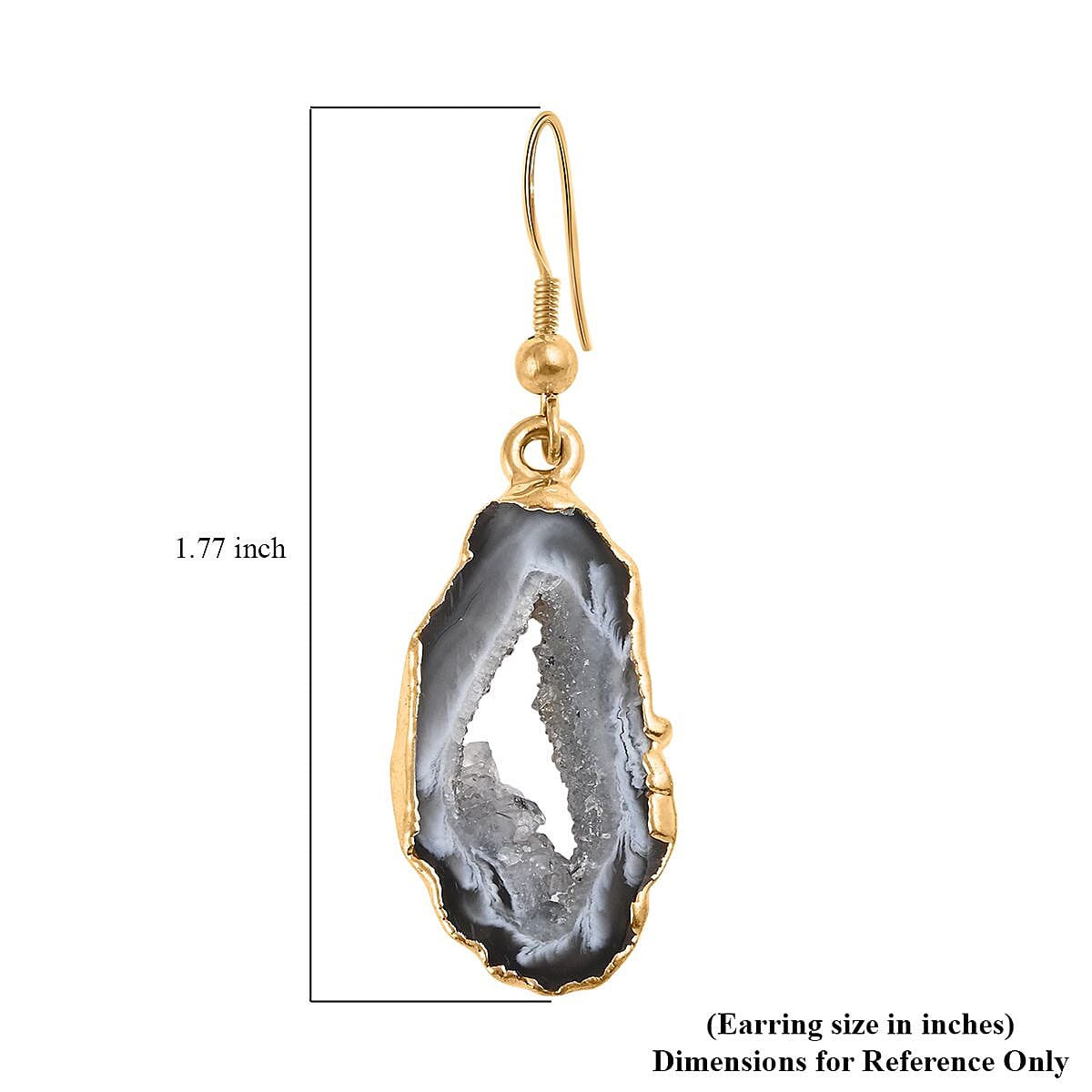 Black Geode Slice Earrings in Goldtone 28.80 ctw image number 4