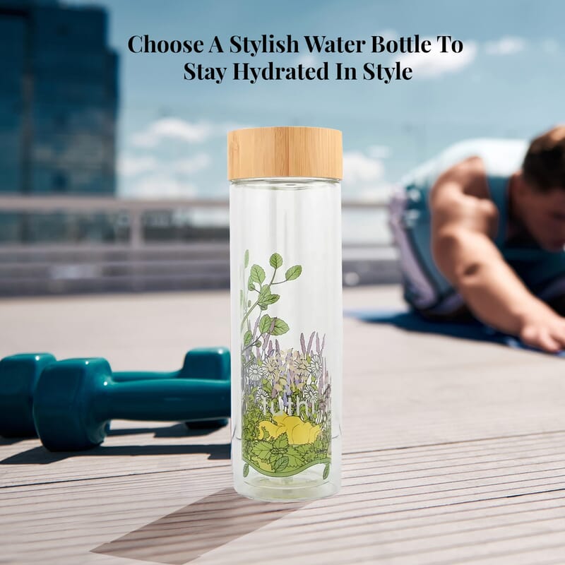 Closeout Tuthi Glass Bottle with Bamboo Lid