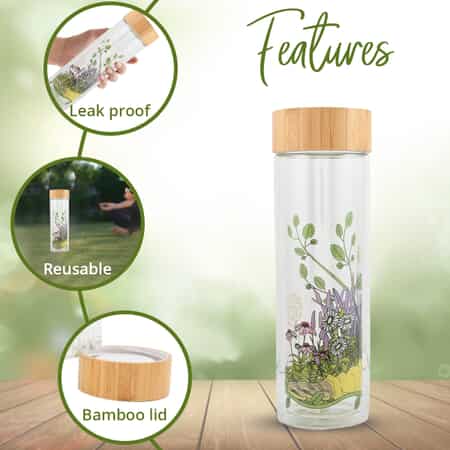 Buy Tuthi Glass Bottle with Bamboo Lid at ShopLC.