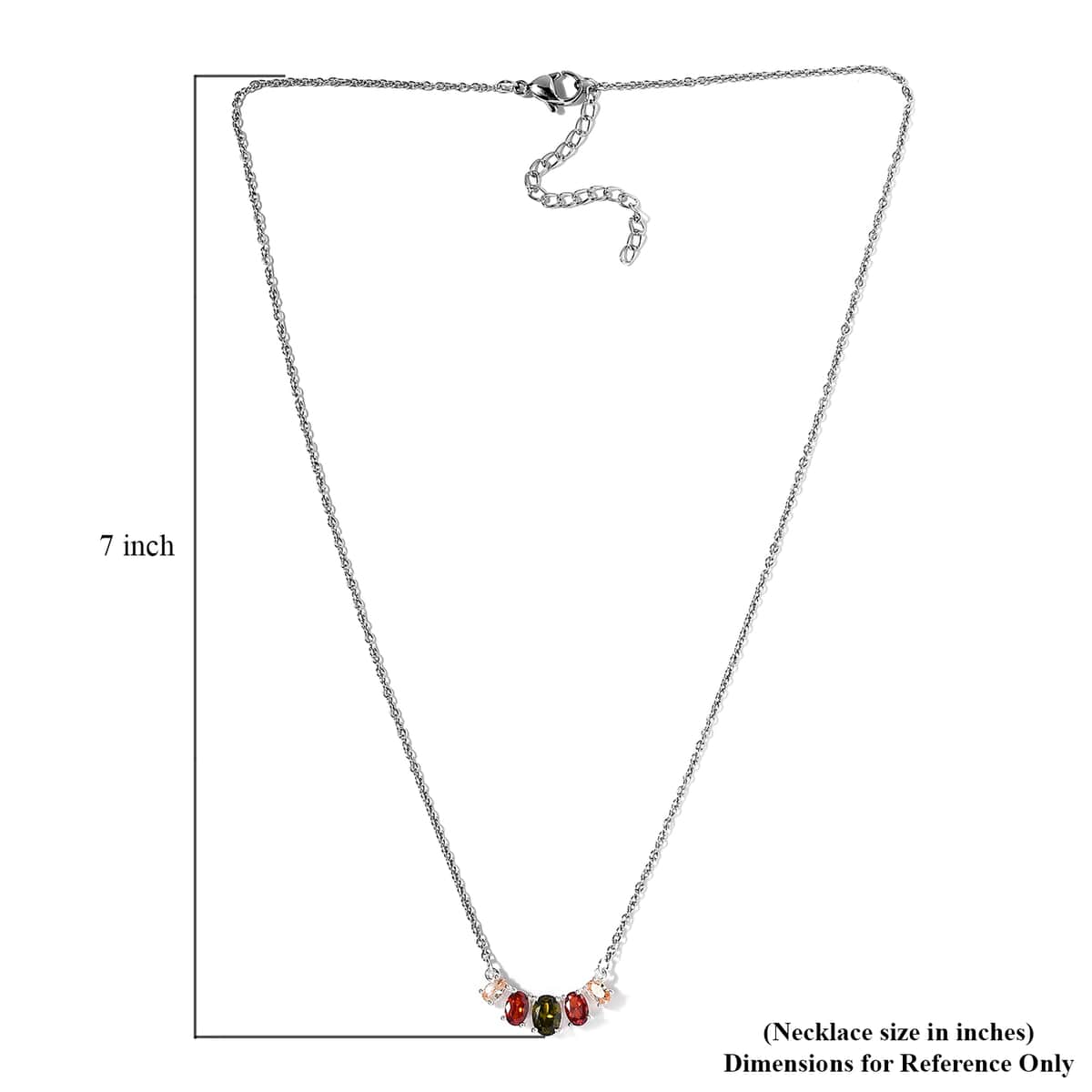 Simulated Multi Color Diamond Necklace 18 Inches in Sterling Silver and Stainless Steel 2.65 ctw image number 5