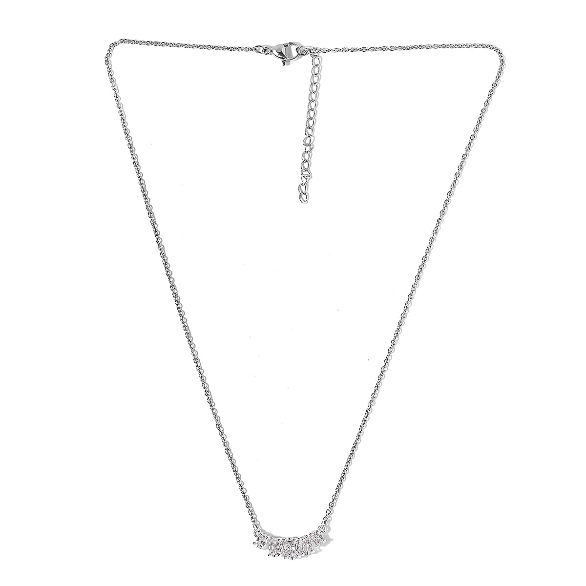 D'Joy Simulated Diamond Necklace 18-20 Inches in Sterling Silver and Stainless Steel 1.50 ctw image number 3