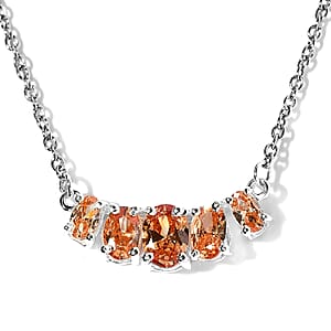 Simulated Champagne Diamond Necklace 18-20 Inches in Sterling Silver and Stainless Steel 1.85 ctw