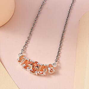 Simulated Champagne Diamond Necklace 18-20 Inches in Sterling Silver and Stainless Steel 1.85 ctw