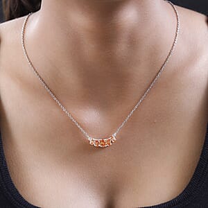 Simulated Champagne Diamond Necklace 18-20 Inches in Sterling Silver and Stainless Steel 1.85 ctw