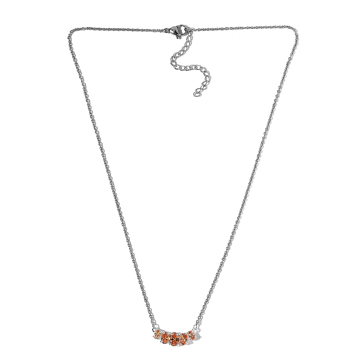 Simulated Champagne Diamond Necklace 18-20 Inches in Sterling Silver and Stainless Steel 1.85 ctw image number 3