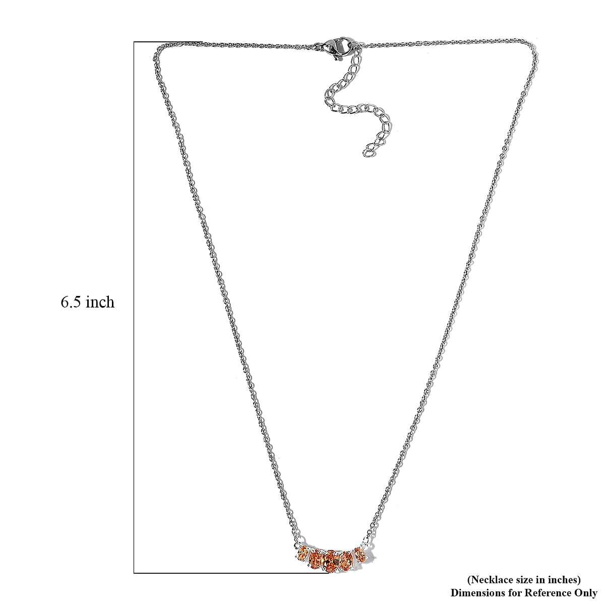 Simulated Champagne Diamond Necklace 18-20 Inches in Sterling Silver and Stainless Steel 1.85 ctw image number 5