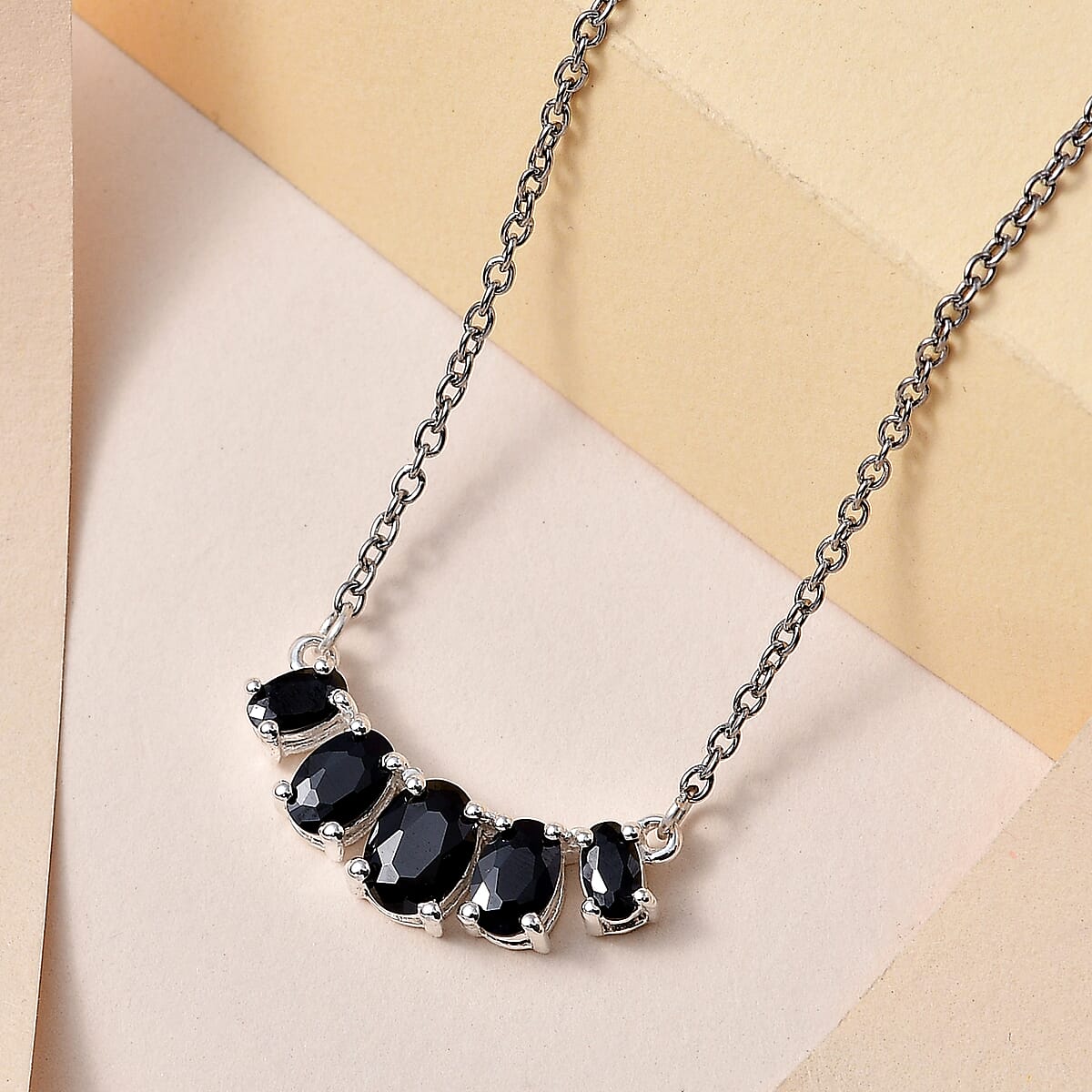 D'Joy Simulated Black Diamond Necklace 18-20 Inches in Sterling Silver and Stainless Steel 3.35 ctw image number 1