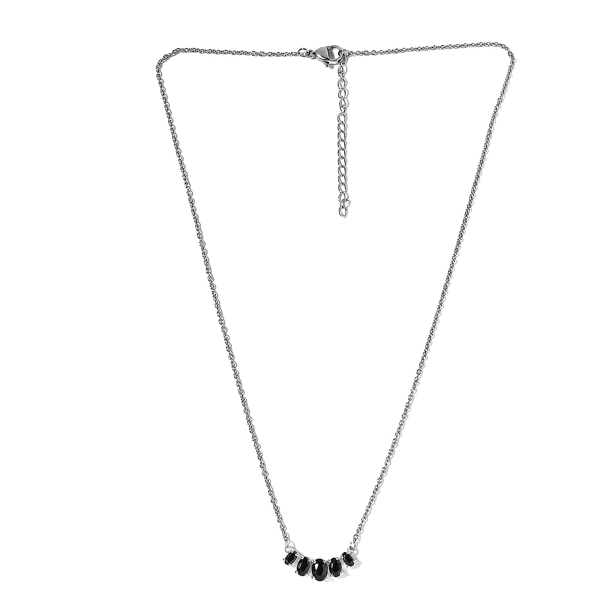 D'Joy Simulated Black Diamond Necklace 18-20 Inches in Sterling Silver and Stainless Steel 3.35 ctw image number 4